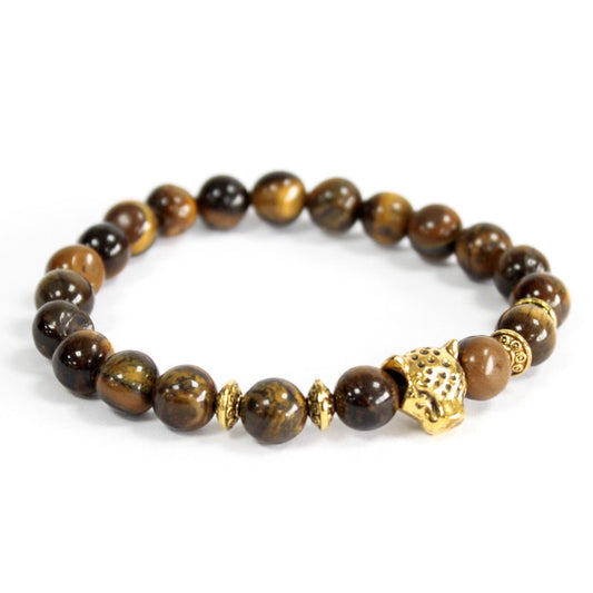 Le Bracelet Regard du Jaguar Œil de Tigre & Totem Doré