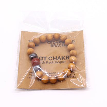 Le Bracelet Force de la Terre Bois de Cèdre & Jaspe Rouge