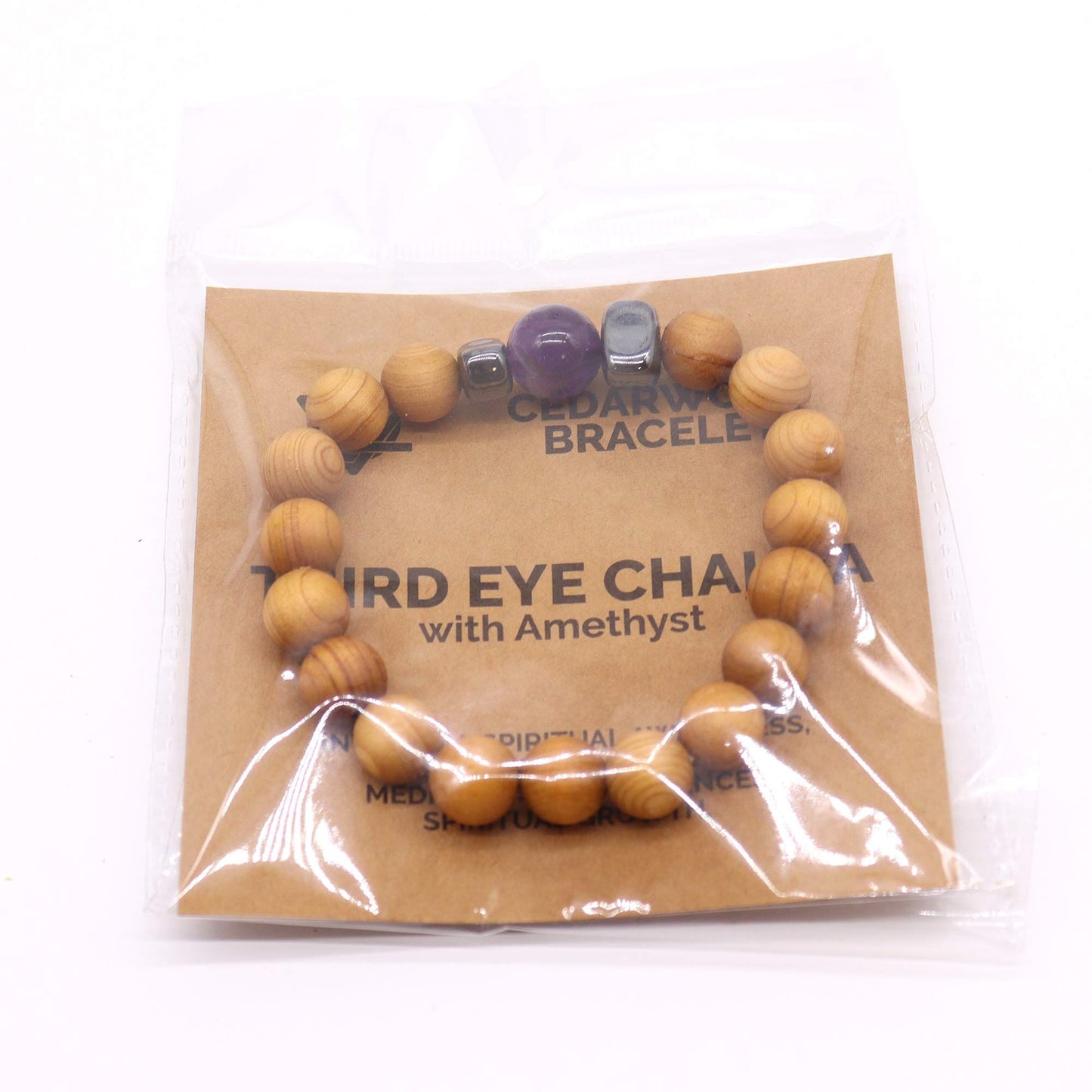 Le Bracelet Vision de Patan Bois de Cèdre & Améthyste Intuitive