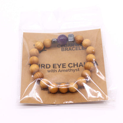 Le Bracelet Vision de Patan Bois de Cèdre & Améthyste Intuitive