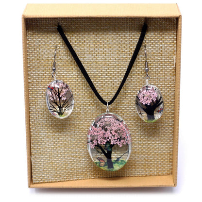 Parure Exclusive Souvenir de Printemps Arbre de Vie aux Fleurs de Cerisier