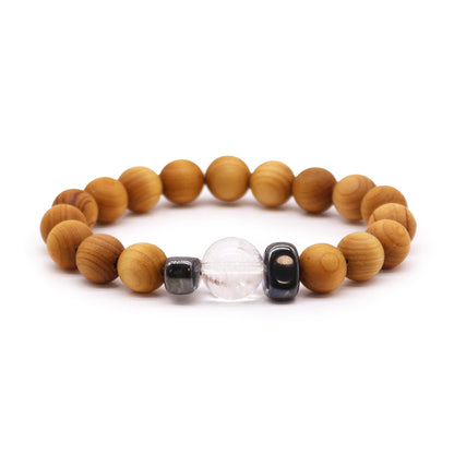 Le Bracelet Lumière de Patan Bois de Cèdre & Quartz Clair