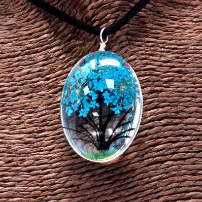 Parure Royale Lagune Mystique Arbre de Vie aux Fleurs Pressées