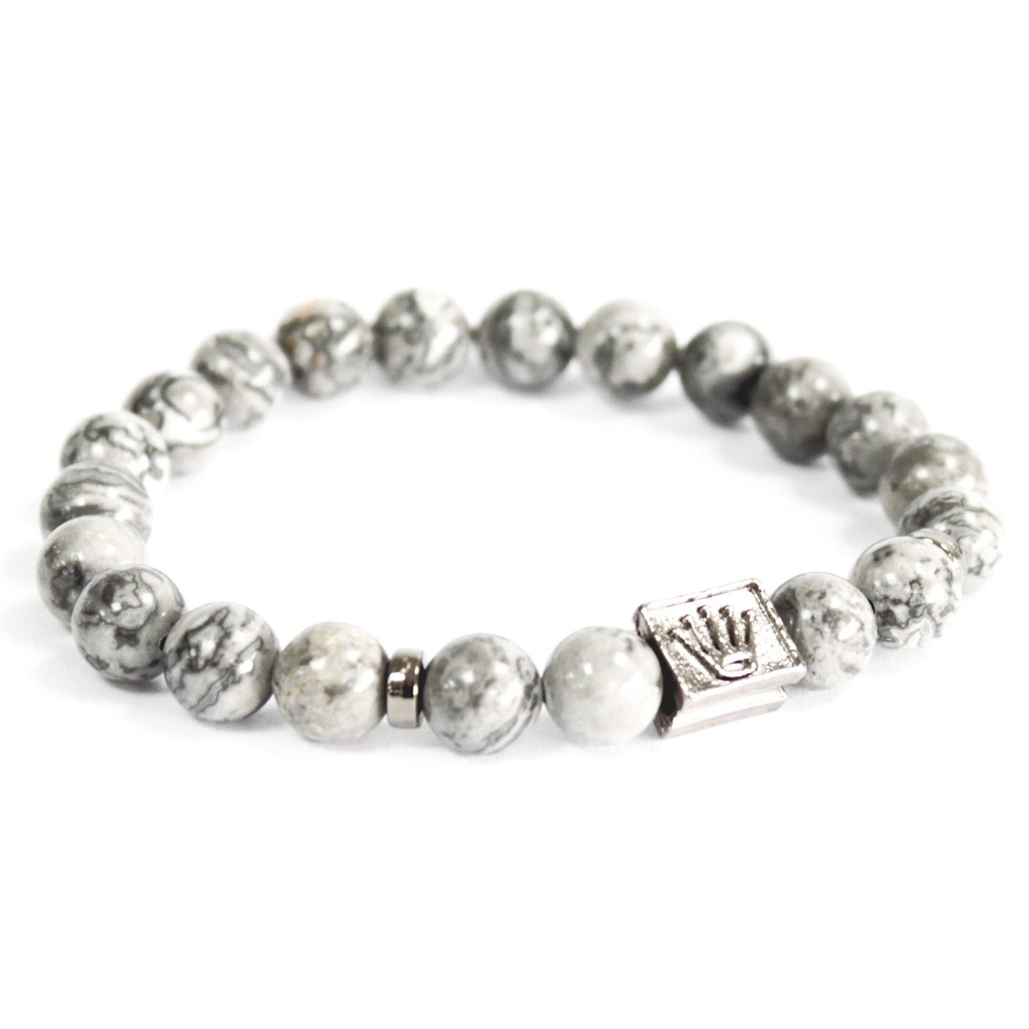 Le Bracelet Sommet de l'Himalaya Agate Grise & Lingot Royal