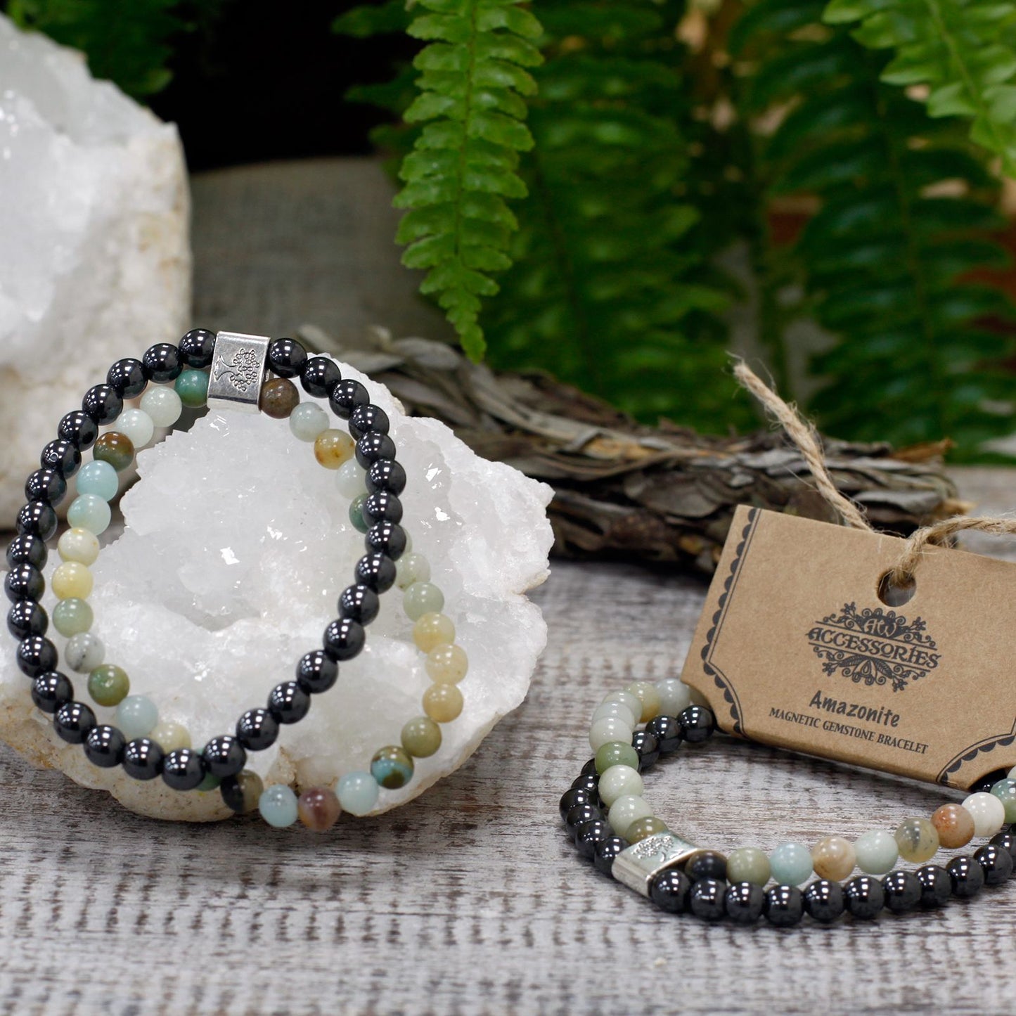 Le Bracelet Duo Évasion Sereine Amazonite & Hématite Magnétique