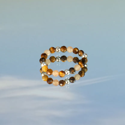 Trio de Bagues Écho du Désert Œil de Tigre, Jaspe & Sable Doré