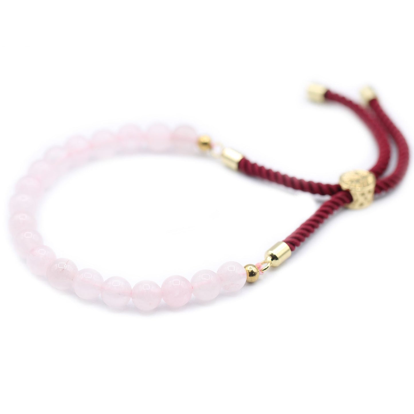 Le Bracelet Douceur de Bourgogne Quartz Rose & Cordon Bordeaux