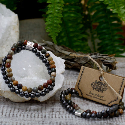 Le Bracelet Duo Élan Créatif Jaspe Picasso & Hématite Magnétique