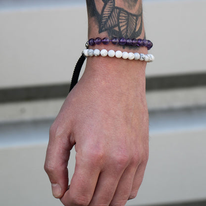 Le Bracelet Sérénité d'Azur Howlite Blanche & Cordon Bleu Marine