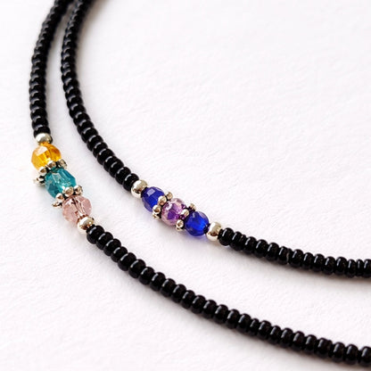 Collier Double Rang Éclats d'Ébène – Onyx Noir & Perles Facettées