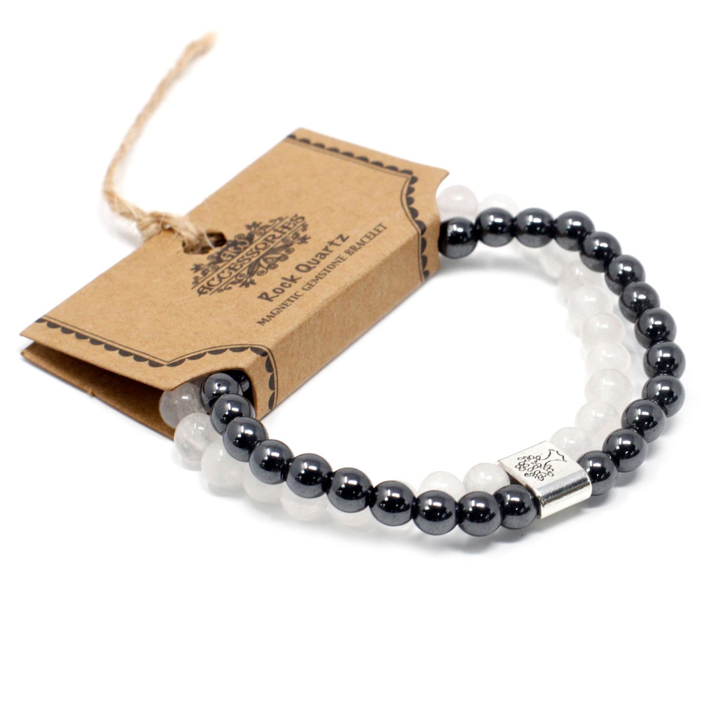 Le Bracelet Duo Clarté Originelle Quartz Blanc & Hématite Magnétique