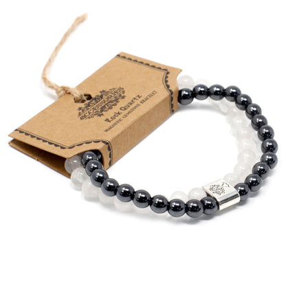 Le Bracelet Duo Clarté Originelle Quartz Blanc & Hématite Magnétique
