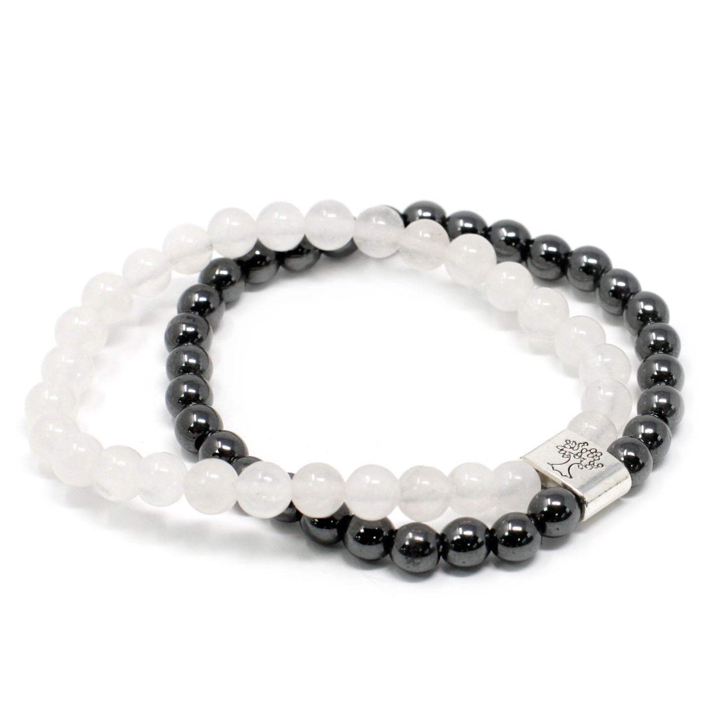 Le Bracelet Duo Clarté Originelle Quartz Blanc & Hématite Magnétique