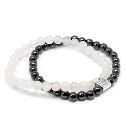 Le Bracelet Duo Clarté Originelle Quartz Blanc & Hématite Magnétique