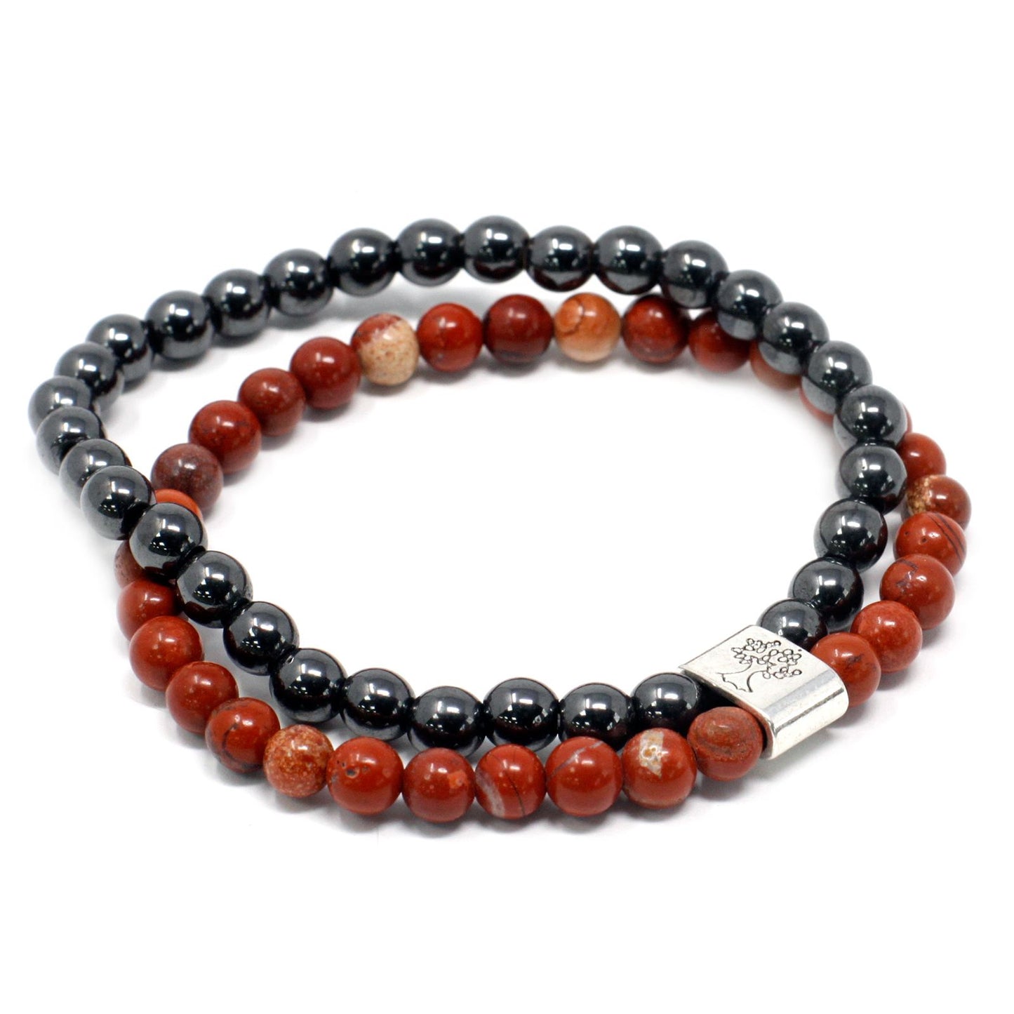 Le Bracelet Duo Force de Vie Jaspe Rouge & Hématite Magnétique