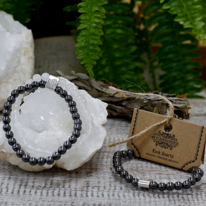 Le Bracelet Duo Clarté Originelle Quartz Blanc & Hématite Magnétique