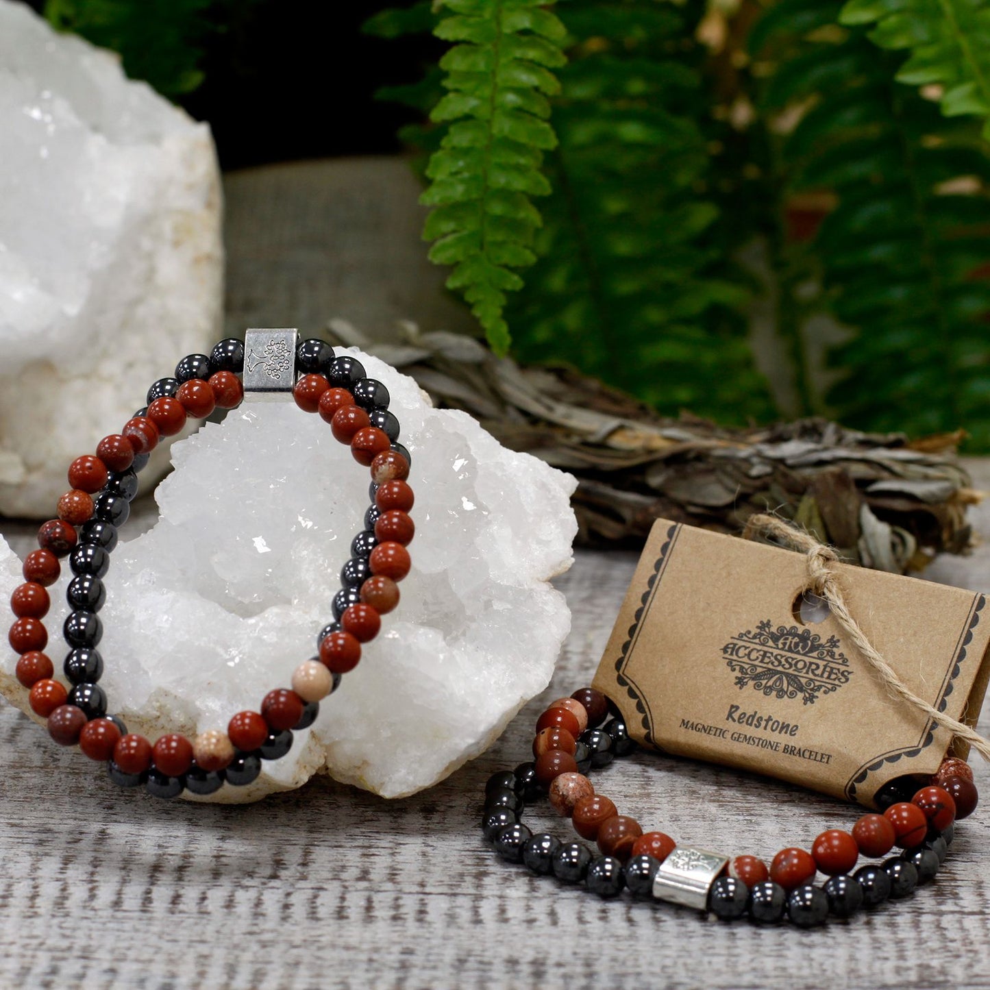Le Bracelet Duo Force de Vie Jaspe Rouge & Hématite Magnétique