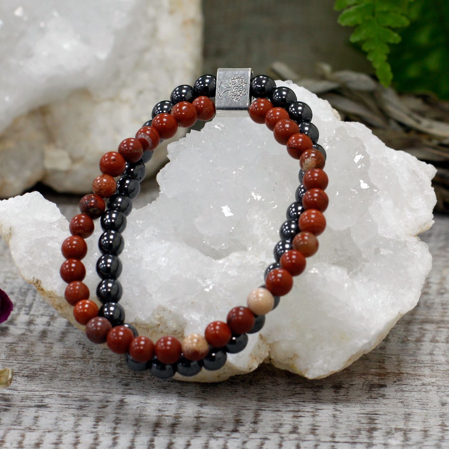 Le Bracelet Duo Force de Vie Jaspe Rouge & Hématite Magnétique