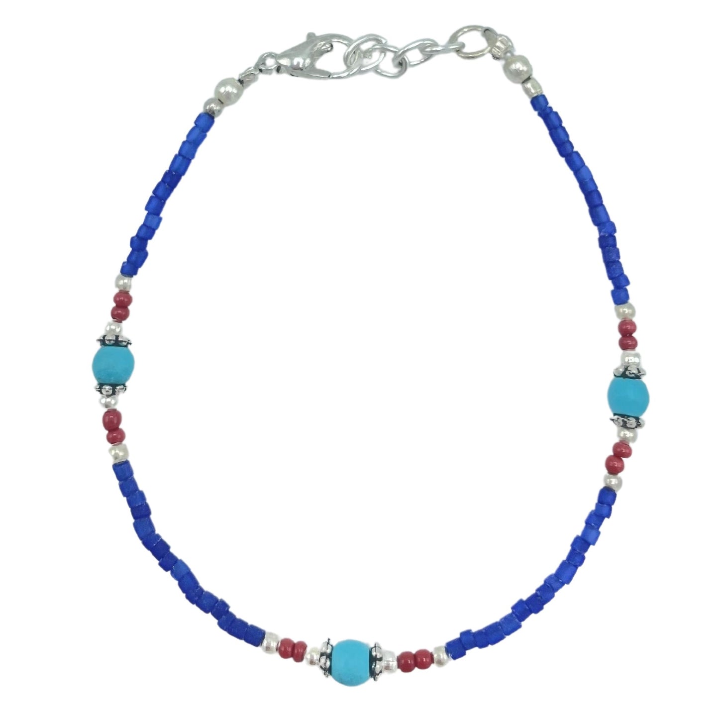 Le Bracelet Bleu de l'Himalaya Onyx Bleu & Perles de Corail