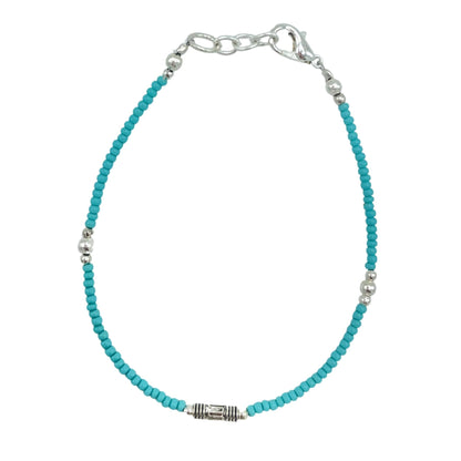 Le Bracelet Azur Népalais Turquoise & Perle Larme d'Argent