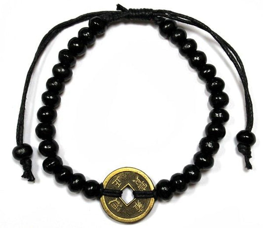 Le Bracelet Souffle du Tibet - Bois d'Albizia & Pièce Antique