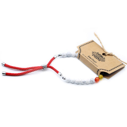 Le Bracelet Harmonie de Pureté Howlite Blanche, 7 Chakras & Fil Rouge