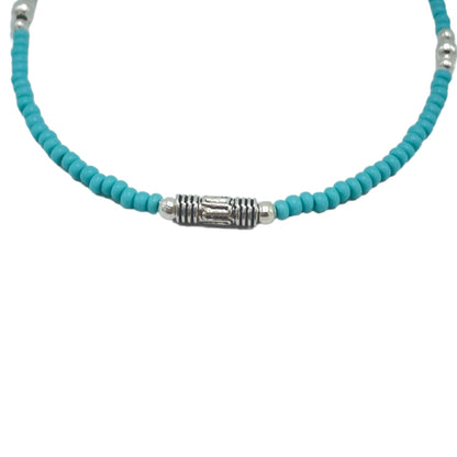 Le Bracelet Azur Népalais Turquoise & Perle Larme d'Argent