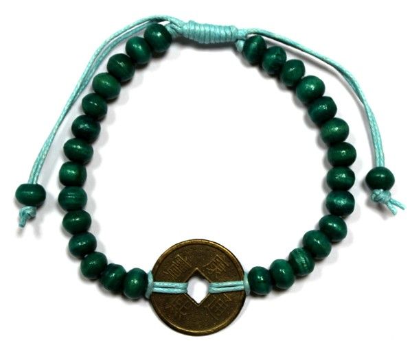 Le Bracelet Éveil du Mustang - Bois Vert & Pièce Porte-Bonheur