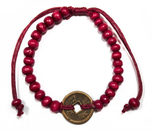 Le Bracelet Feu de l'Annapurna - Bois Rouge & Symbole de Chance