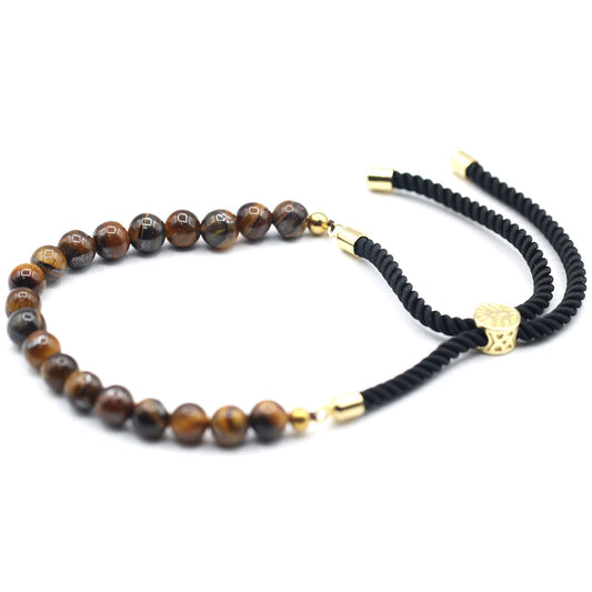 Le Bracelet Regard Protecteur Oeil de Tigre & Cordon Noir