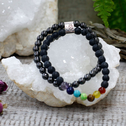 Le Bracelet Duo Énergie Sacrée Chakra & Howlite Blanche Magnétique