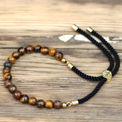 Le Bracelet Regard Protecteur Oeil de Tigre & Cordon Noir