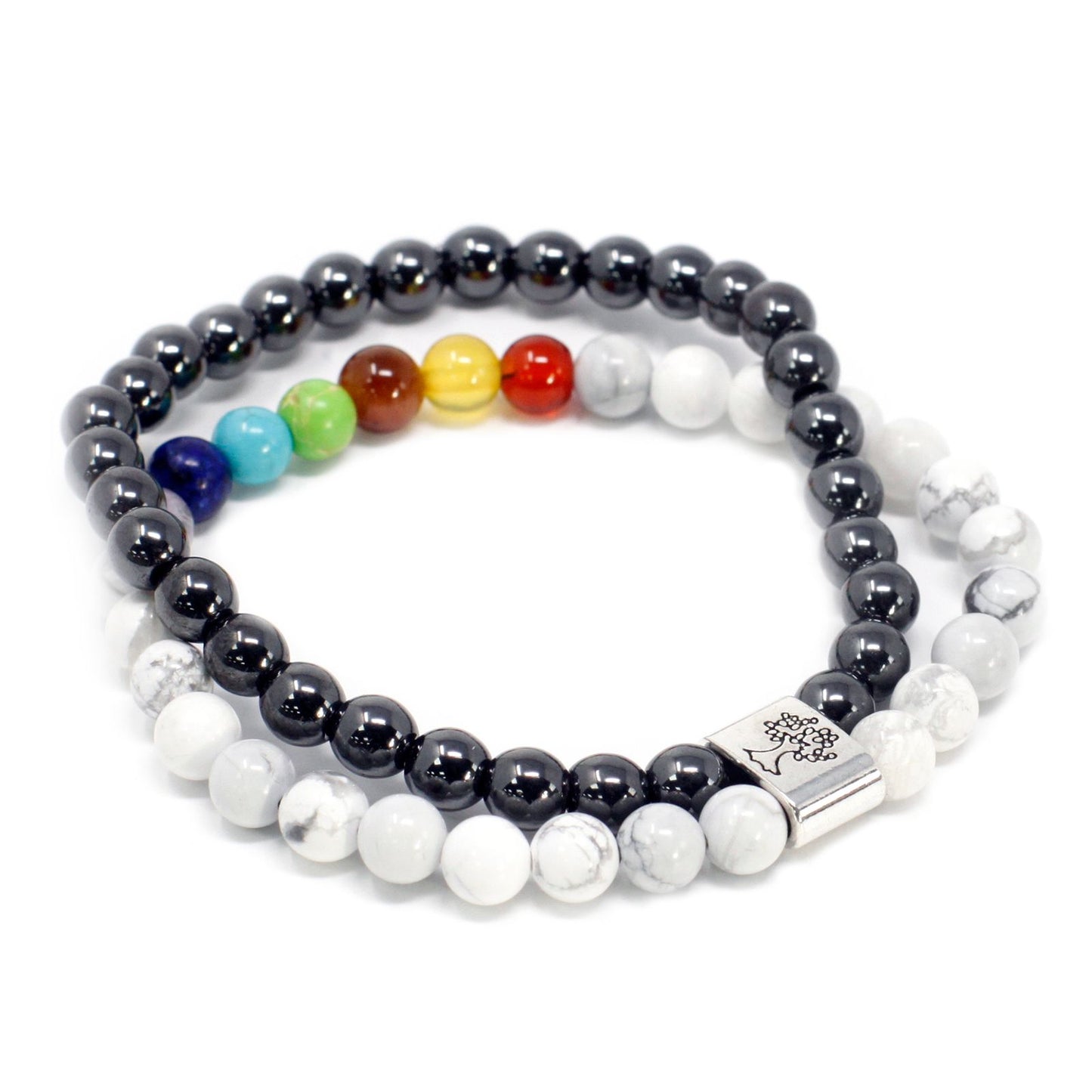 Le Bracelet Duo Harmonie du Cœur Rhodonite & Hématite Magnétique