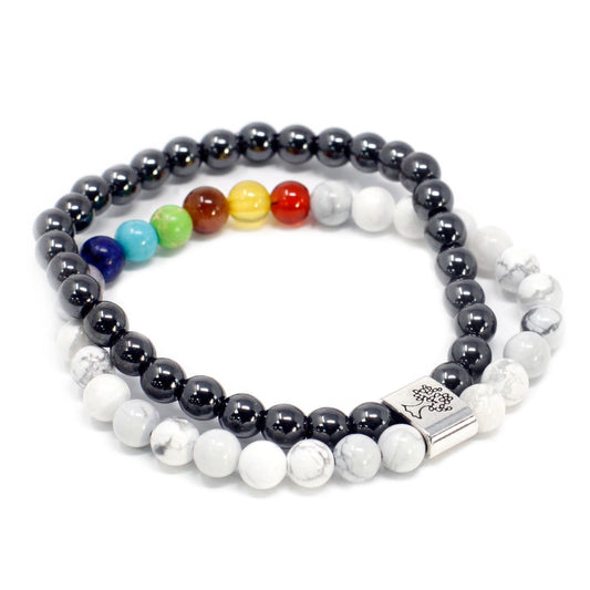 Le Bracelet Duo Harmonie du Cœur Rhodonite & Hématite Magnétique