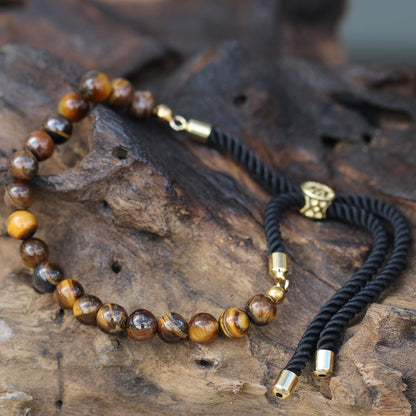 Le Bracelet Regard Protecteur Oeil de Tigre & Cordon Noir