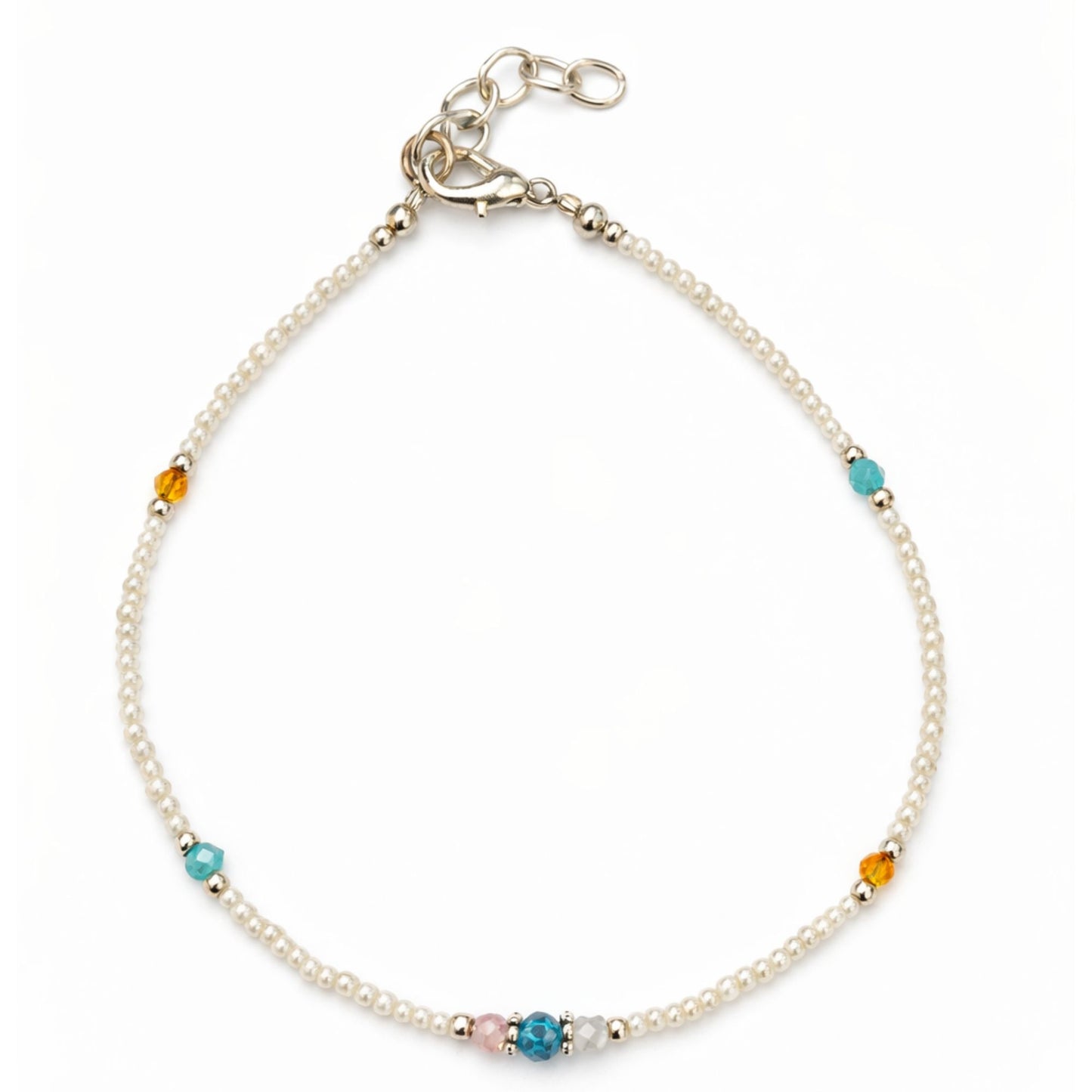 La Chaine de cheville Sérénité de l'Himalaya Howlite Blanche & Gemmes Facettées