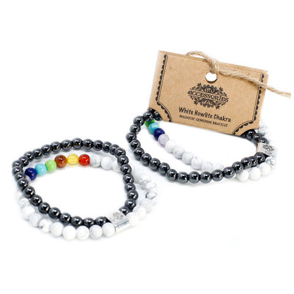 Le Bracelet Duo Harmonie du Cœur Rhodonite & Hématite Magnétique