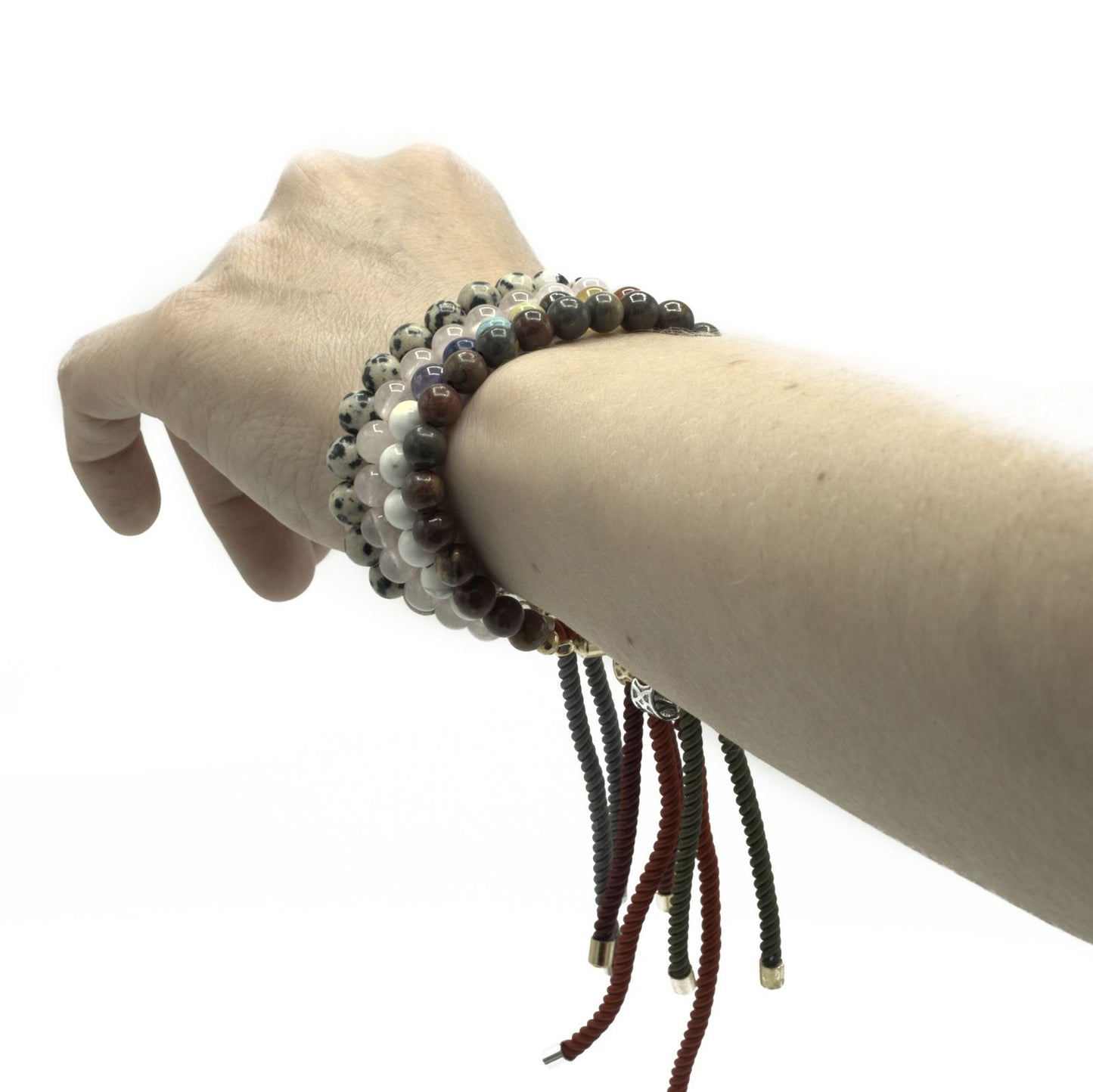 Le Bracelet Équilibre Joueur Jaspe Dalmate & Cordon Gris Perle